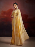 Organza Mustard Zarkan Embroidered Saree - women's fashion mart