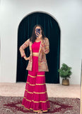 sequence embroidery work koti with palazzo full stitched suit -Designer Suit Red women's fashion mart