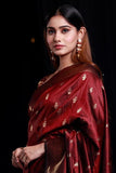 Mahogany Maroon Banarasi Saree -Designer Banarasi Saree Default Title women's fashion mart