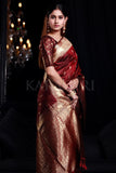Mahogany Maroon Banarasi Saree -Designer Banarasi Saree Default Title women's fashion mart