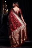 Mahogany Maroon Banarasi Saree -Designer Banarasi Saree Default Title women's fashion mart