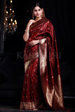 Mahogany Maroon Banarasi Saree -Designer Banarasi Saree Default Title women's fashion mart