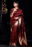 Mahogany Maroon Banarasi Saree -Designer Banarasi Saree Default Title women's fashion mart