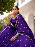 Purple Color Bandhej Print With Lace Touch Up Chanderi Chaniya Choli
