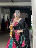 Pink Color Bandhej And Ajarakh Printed Rayon Chaniya Choli