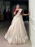 Maroon Color Viscose Border Poly Tasar Lehenga Choli