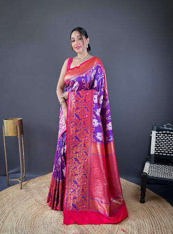 Adorable Silk Patola Weaving Purple Color Saree