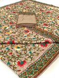 beautiful Designer Saree on premium Dolla fabric with kashmiri Embroidery work - women's fashion mart