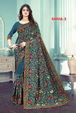 beautiful Designer Saree on premium Dolla fabric with kashmiri Embroidery work - women's fashion mart