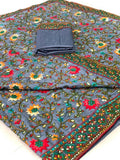 beautiful Designer Saree on premium Dolla fabric with kashmiri Embroidery work - women's fashion mart