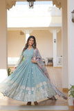 Beautiful Faux Georgette Zari Sequins Embroidered Gown - women's fashion mart