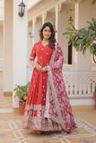 Beautiful Faux Georgette Zari Sequins Embroidered Gown - women's fashion mart