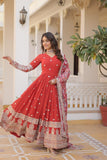 Beautiful Faux Georgette Zari Sequins Embroidered Gown - women's fashion mart