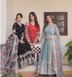 Beautiful Faux Georgette Zari Sequins Embroidered Gown - women's fashion mart