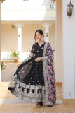Beautiful Faux Georgette Zari Sequins Embroidered Gown - women's fashion mart