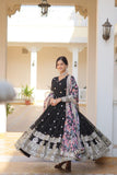Beautiful Faux Georgette Zari Sequins Embroidered Gown - women's fashion mart