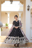 Beautiful Faux Georgette Zari Sequins Embroidered Gown - women's fashion mart