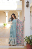 Beautiful Faux Georgette Zari Sequins Embroidered Gown - women's fashion mart