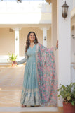 Beautiful Faux Georgette Zari Sequins Embroidered Gown - women's fashion mart