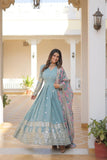Beautiful Faux Georgette Zari Sequins Embroidered Gown - women's fashion mart