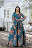Beautiful Floral Zari Sequins Worked Gown With Dupatta - women's fashion mart