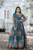 Floral Zari Sequins Worked Gown With Dupatta -Gowns Rama / S women's fashion mart