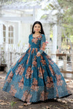 Beautiful Floral Zari Sequins Worked Gown With Dupatta - women's fashion mart