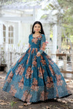Floral Zari Sequins Worked Gown With Dupatta -Gowns Red / S women's fashion mart