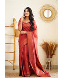Beautiful Kanjivaram Woven Silk Saree With Blouse Piece - women's fashion mart