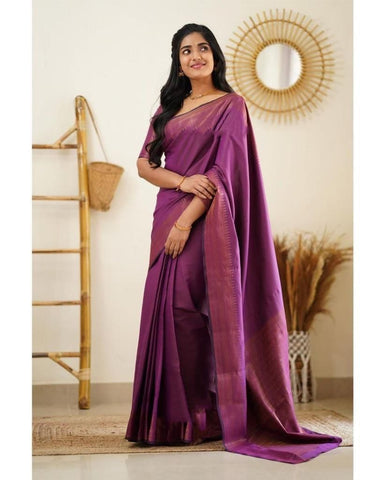 Beautiful Kanjivaram Woven Silk Saree With Blouse Piece - women's fashion mart