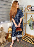 Navy Blue Color Silk Base Kurti Set -Kurti Semi Stitched women's fashion mart