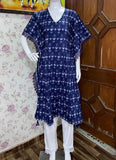Navy Blue Color Silk Base Kurti Set -Kurti Semi Stitched women's fashion mart