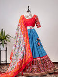 Blue Color Leheriya Patola Print Chinon Lehenga Choli - women's fashion mart