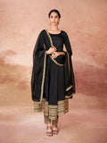 Black color anarkali suit with pant and dupatta - women's fashion mart