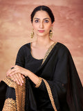 Black color anarkali suit with pant and dupatta - women's fashion mart