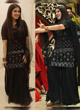 Black Color Georgette Base Umbrella Flair Sharara Suit -Salwar Kameez Semi Stitched women's fashion mart