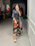Black Color Digital Bandhej Printed Gaji Silk Kaftan - women's fashion mart