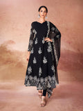 Black Georgette ready to wear anarkali suit with dupatta - women's fashion mart