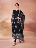 Black Georgette ready to wear anarkali suit with dupatta - women's fashion mart