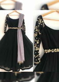 Black Georgette Zari Salwar Suit -Salwar Kameez Semi Stitched women's fashion mart