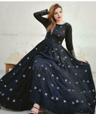 Black Mirror work Party Wear Gown -Gowns Semi Stitched women's fashion mart