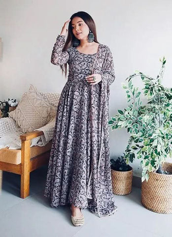 Black Raksha Bandhan Special Georgette Anarkali Suit - women's fashion mart