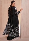 Black White Printed Sequins Embroidered Cape Style Top Palazzo Suit - women's fashion mart