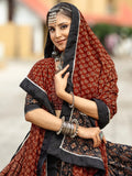Black and Maroon Cotton Flared Rajwadi Navratri  Lehenga Choli - women's fashion mart