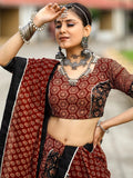 Black and Maroon Cotton Flared Rajwadi Navratri  Lehenga Choli - women's fashion mart