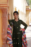 Blissfull ZAri Thread Sequins Zari Worked Gown With Dupatta - women's fashion mart