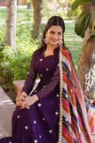 Blissfull ZAri Thread Sequins Zari Worked Gown With Dupatta - women's fashion mart