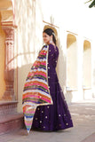 Blissfull ZAri Thread Sequins Zari Worked Gown With Dupatta - women's fashion mart