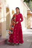 Blissfull ZAri Thread Sequins Zari Worked Gown With Dupatta - women's fashion mart