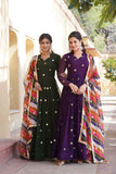 Blissfull ZAri Thread Sequins Zari Worked Gown With Dupatta - women's fashion mart